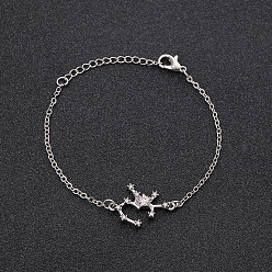 Стрелец 12 браслеты созвездия из сплава со стразами, браслеты-цепочки для женщин, звездочкой, Стрелец, 6-3/4 дюйм (17 см)