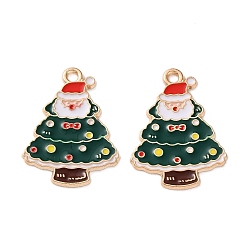 Рождественская елка Подвески из эмали и сплава, Новогодняя тема, золотой свет, рождественская елка, 24.5x18x1.2 мм, отверстие : 1.6 мм