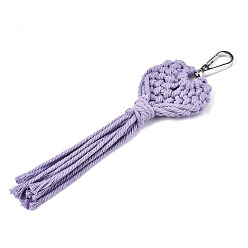 Medium Orchid Polycotton(Polyester Cotton) Tassel Big Pendants Decorations, with Platinum Plated Alloy Swivel Clasps, Medium Orchid, 200~220mm
