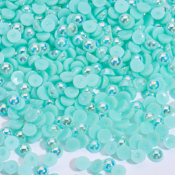 Аквамарин Абс пластмассовые имитационные жемчужные кабошоны, ногтей декоративные аксессуары, полукруглый, аквамарин, 4x2 мм , около 10000 шт / мешок