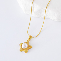 Золотой 3 шт. ожерелья из нержавеющей стали с имитацией жемчуга в форме звезды для женщин, белые, золотые, 15.75 дюйм (40 см)