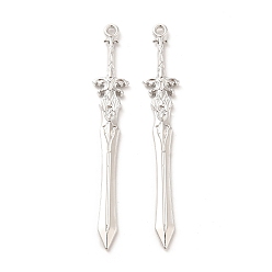 Платина Стойки обшивки сплава большие кулоны, без кадмия, без никеля и без свинца, очарование меча, платина, 70x11x3 мм, отверстие : 2 мм