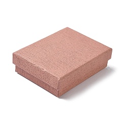 Светло-Коралловый Витрины для ювелирных изделий из бумаги, футляры для хранения колец, серег, ожерелий, браслетов, с губкой, прямоугольные, свет коралловый, 9.2x7.1x2.8 см