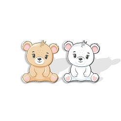 (52) Непрозрачная лаванда Пластиковые серьги-гвоздики в виде медведя для женщин, разноцветные, 15 мм