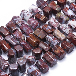 Natural Agate Natural Red Lightning Agate Beads Strands, Hexagonal Prism, 11~14x7~11mm, Hole: 0.5mm, about 41pcs/strand, 16.5 inch~16.9 inch(42~43)