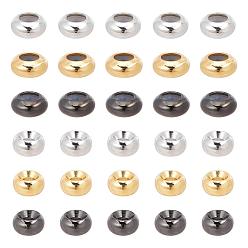 Gemischte Farbe 48Stück 2Größen Messingperlen, Cadmiumfrei und Nickel frei und Bleifrei, Rondell, Gemischte Farbe, 7x3.5 mm, Bohrung: 2 mm
