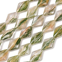 Oliva Cuentas de murano transparente hechas a mano, rombo, oliva, 27~27.5x17.5x7.5 mm, agujero: 1.2 mm, sobre 10 unidades / cadena, 10.59~10.75'' (26.9~27.3 cm)