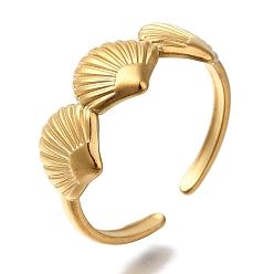 Золотой 304 из нержавеющей стали манжеты кольца, формы раковины, золотые, регулируемый, 8 мм