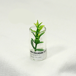 Зеленый Пластиковые украшения для дома бонсай, со стеклянной бутылкой, для кукольного домика, зелёные, 12x23 мм