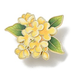 Amarillo Pines esmaltados de osmanto, Alfileres de solapa de aleación para ropa, dorado, amarillo, 29x25 mm