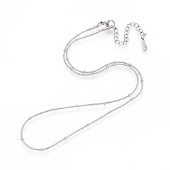 Нержавеющая Сталь Цвет 1мм 304 ожерелья-спутники из нержавеющей стали, не тускнеет, цвет нержавеющей стали, 15.94~16.14 дюйм (40.5~41 см)