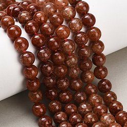 Клубничный Кварц Нити бусин из натурального золотого клубничного кварца, гладкий круглый, 8~8.5 мм, отверстие : 1 мм, около 23 шт / нитка, 7.48'' (19 см)