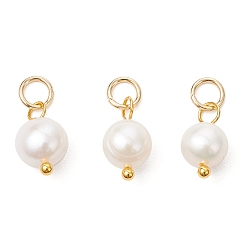 Золотой Подвески из натурального культивированного пресноводного жемчуга с двух сторон полированные, с открытыми пружинными кольцами из нержавеющей стали 304, кремово-белые, золотые, 12x7 мм, отверстие : 3 мм