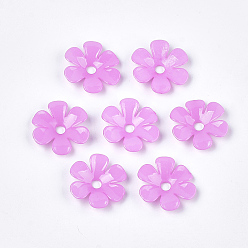 Орхидея Непрозрачный, как пластиковые бусинки, 6-лепесток, цветок, сиреневые, 33.5x31.5x6.5 мм, Отверстие : 5.5 мм , около 350 шт / 500 г