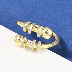 Настоящее золото 18K Открытая манжета из латуни с микропаве и кубическим цирконием для женщин, стойки покрытие, долговечный, без свинца и без кадмия, реальный 18 k позолоченный, 12.5 мм, внутренний диаметр: 18 мм