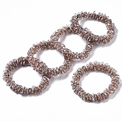 Distel Facettierte transparente Glasperlen Stretch Armbänder, Mit Perlglanz plattiert, Doppelkegel, Distel, Innendurchmesser: 1-5/8 Zoll (4 cm)