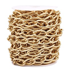 Золотой Алюминиевые текстурированные цепи для бордюров, несварные, с катушкой, золотые, 27.5x15x3 мм, около 32.81 футов (10 м) / рулон