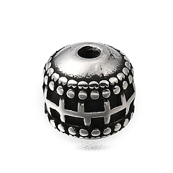 Античное Серебро 304 из нержавеющей стали бусы, баррель с сеткой, античное серебро, 8x8 мм, отверстие : 1.8 мм