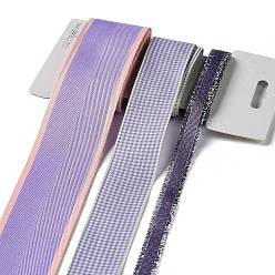 Лиловый 9 ярдов 3 стилей полиэфирной ленты, для поделок своими руками, бантики для волос и украшение подарка, фиолетовая цветовая палитра, сирень, 3/8~1-5/8 дюйм(10~40мм) около 3 ярдов/стиль