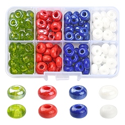 Mixed Color 160Pcs 8 Style Opaque & Transparent Colours Glass Round Beads, Round Hole, Mixed Color, 3~5x9~10mm, Hole: 2.5mm, 20pcs/style