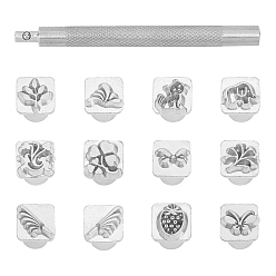 Платина Набор перфораторов из цинкового сплава, с рисунком растений и животных, без кадмия и без свинца, платина, упаковка: 16.3x8.6x2.1 см