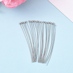 Платинированный Контакты латунь шаровой головкой, без никеля , Реальная платина, 50x0.6 мм, Руководитель: 2 mm