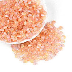Легкий Лосось Стеклянные бусины, имитация шарики глаза кота, рондель, два тона, светлый померанцевый, 6x3~3.5 мм, отверстие : 0.9~1 мм, Около 2720 шт / фунт