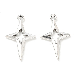 Античное Серебро Подвески из сплава в тибетском стиле к Рамадану и Ид Мубарак, звезды прелести, античное серебро, 27.5x17x2.5 мм, отверстие : 1.8 мм