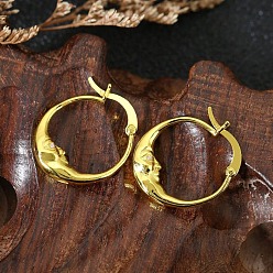 Золотой Серьги-кольца из лунного сплава, золотые, 15x15 мм