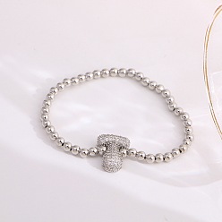 Letter T Женские браслеты из латуни с микропаве из прозрачных кубических цирконий, буквы, платина, Письмо T, 6.69 дюйм (17 см)