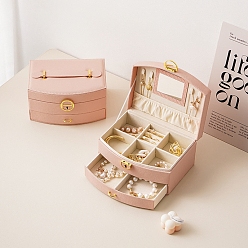 Розовый Имитация кожи коробки ювелирных изделий, принадлежности для хранения ювелирных изделий, туманная роза, 20x15x10 см