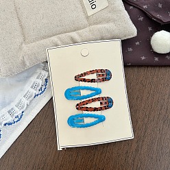 Сиена Заколки-клеш с леопардовым принтом и эмалированными кнопками, цвет охры, 55x10 мм, 4 шт / комплект