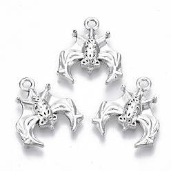Antique Silver Tibetan Style Alloy Pendants, Lead Free & Cadmium Free, Bat, Antique Silver, 19.5x17x2.5mm, Hole: 1.8mm, about 300pcs/500g