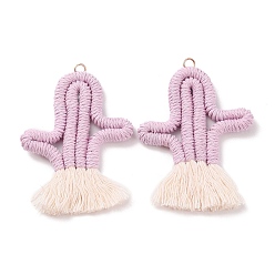 Фламинго Большие подвески из поликоттона, с железными петлями, кактус прелести, фламинго, 75~78x53~54x5.5~6 мм, отверстие : 4 мм