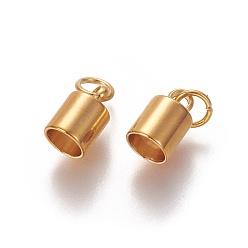 Золотой 201 концы из нержавеющей стали шнур, Торцевые крышки, колонка, золотые, 10x5 мм, отверстие : 4 мм, внутренний диаметр: 4.2 мм