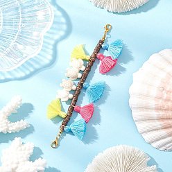 Turtle Подвесные украшения из натурального кокоса и поликоттона с кисточками и синтетической бирюзой, с цинковым сплавом застежками омаров коготь, черепаха, 145 мм