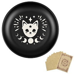 Cat Shape Маятниковая доска из нержавеющей стали, биолокация гадальная доска, для колдовства принадлежности для викканского алтаря, с бумажной карточкой, плоско-круглые, форма кошки, 140 мм