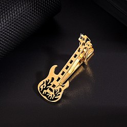 Золотой Зажимы для галстука в форме гитары из нержавеющей стали, золотые, 55x20 мм