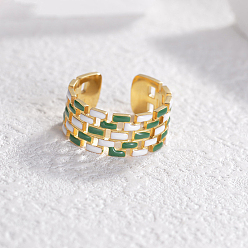 Зеленый 304 эмалированные открытые манжеты из нержавеющей стали для женщин, зелёные, 9 мм, внутренний диаметр: 18 мм