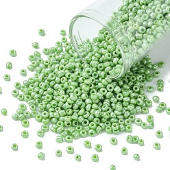 Зелено-Желтый 12/0 стакан бисер, непрозрачных цветов lustered, круглые, круглое отверстие, зеленый желтый, 12/0, 2 мм, отверстие : 1 мм, Около 3333 шт / 50 г, 50 г / мешок, 18мешки/2фунты