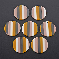 Розово-Коричневый Подвески из ацетата целлюлозы (смолы), плоско-круглые, розово-коричневый, 29.5x2.5 мм, отверстие : 1.6 мм