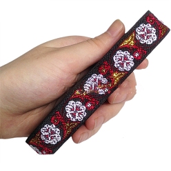 Белый 6.8m жаккардовая лента с цветочным рисунком в этническом стиле из полиэстера, белые, 3/4 дюйм (20 мм), около 7.44 ярдов (6.8 м) / рулон