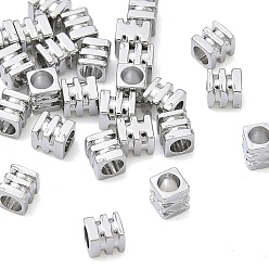 Platinum SHEGRACE Brass Beads, Cadmium Free & Nickel Free & Lead Free, Cuboid, Platinum, 3x2.5x2.5mm, Hole: 1.8mm