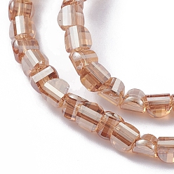 Sandy Brown Electroplate Glass Beads Strands, Faceted, Pearl Lusted Plated, Half Round, Sandy Brown, 4x4x3mm, Hole: 0.8mm, about 148pcs/strand, 19.69 inch(50cm)