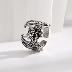 Античное Серебро Латунные манжеты-кольца летучая мышь для унисекс, античное серебро, размер США 8 (18.1 мм)