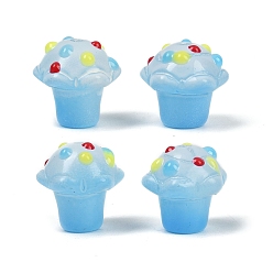 Светло-Синий Стеклянные бугорчатые бусины, мороженое, с эмалью, окрашенный и сердечный, голубой, 13.5x13 мм, отверстие : 1.6 мм