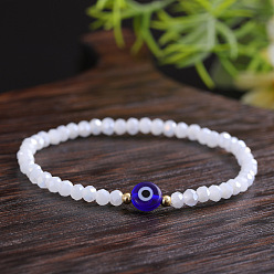 Белый Дым Стеклянные бусины растянуть браслеты, украшения от сглаза для женщин, граненые, серый, внутренний диаметр: 6-7/8 дюйм (17.5 см)