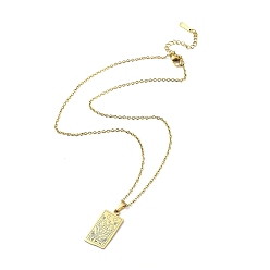Gemini Rectangle with Twelve Constellations Pendant Necklaces, 304 Stainless Steel Cable Chains Necklaces, Golden, Gemini, 15.98 inch(40.6cm)