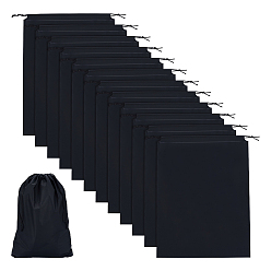 Черный 12 шт. полиэстеровые мешки для хранения на завязках, прямоугольные, чёрные, 40x30x0.03 см