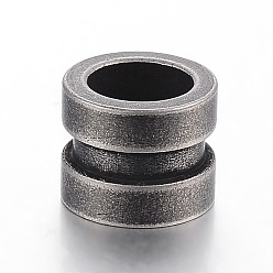 Античное Серебро 304 бусины из нержавеющей стали, бусины с большим отверстием, колонка, античное серебро, 10x8 мм, отверстие : 6.5 мм